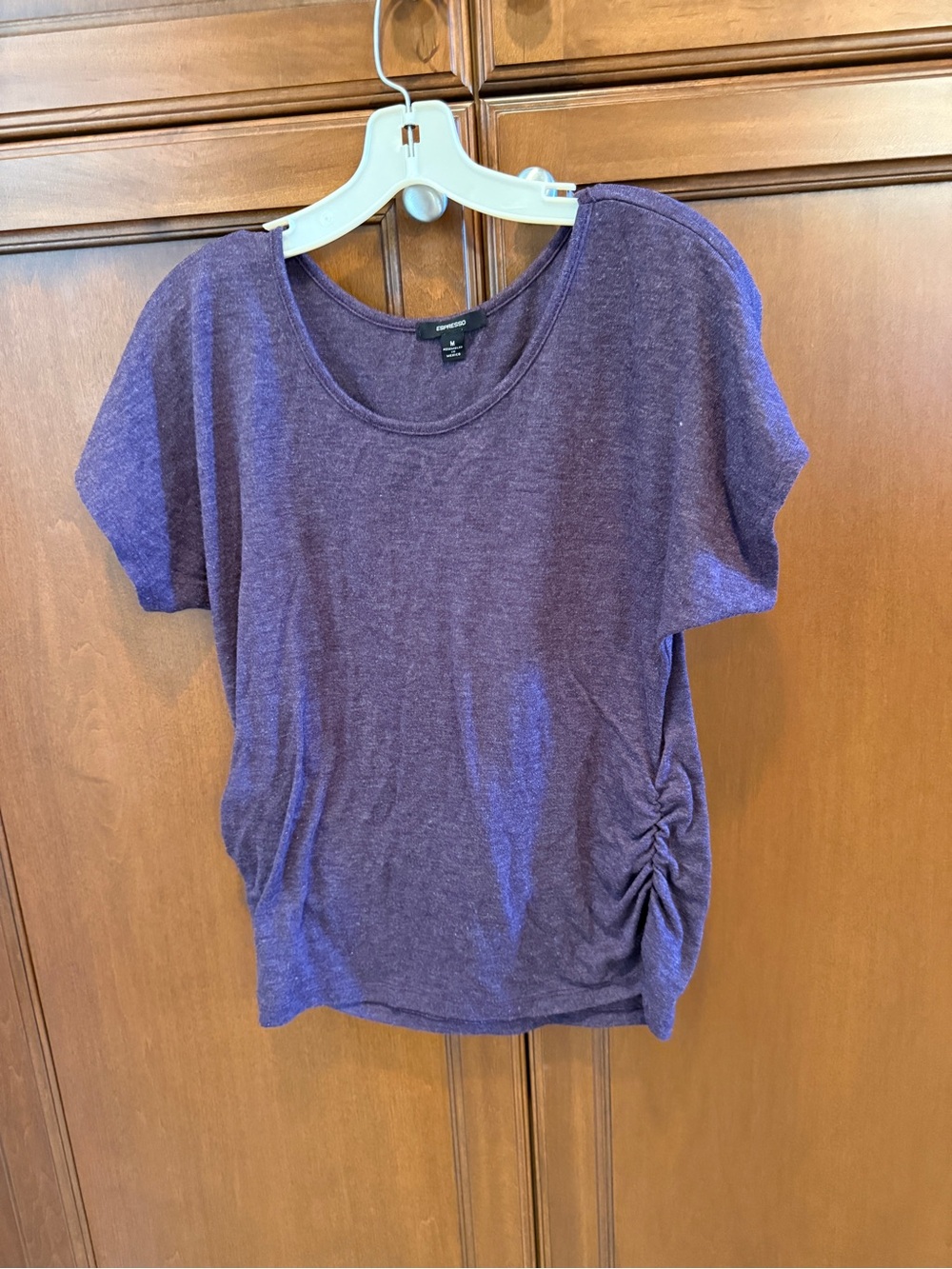 Purple Short Sleeve Ruched Side Women's Top